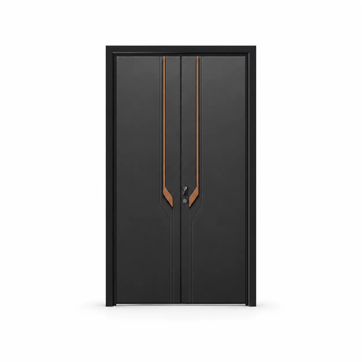 Contemporary Charcoal Double Entry Door with Bronze Accents